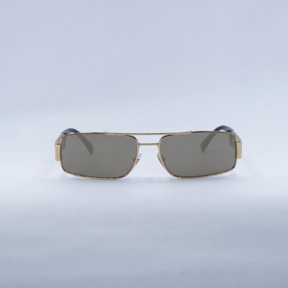 Versace VE2257 10025A Sunglasses Gold Rectangle Frame, Light Brown Mirror Lenses main image 7